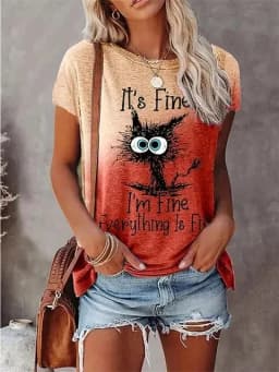 3D Print T-shirts Women Streetwear Summer Cartoon Cats Fine Casual Fashion Short Sleeve T Shirt O-neck Tees Tops Clothing