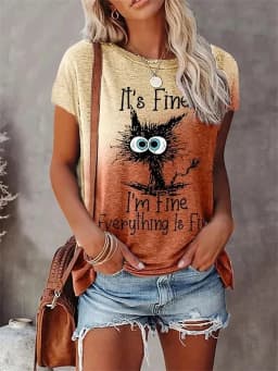 3D Print T-shirts Women Streetwear Summer Cartoon Cats Fine Casual Fashion Short Sleeve T Shirt O-neck Tees Tops Clothing