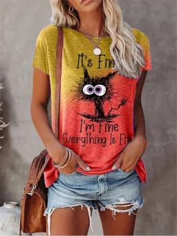3D Print T-shirts Women Streetwear Summer Cartoon Cats Fine Casual Fashion Short Sleeve T Shirt O-neck Tees Tops Clothing
