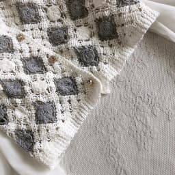 Crochet Top with Chiffon Sleeve Argyle Embroidery Square-neck Fake Two-Piece Blouse Spring Summer Fairycore Cottagecore