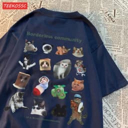Summer Cotton Women T-Shirts Cute Cats Picture Prints Short Sleeve O-Neck Soft Breathable Tops Casual Oversize Female Clothes