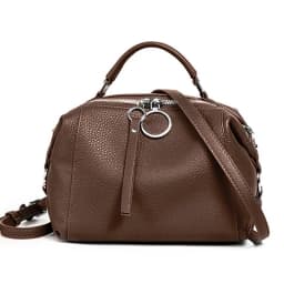 Zency Fashion Black Designer Shoulder Bag For Women 100% Genuine Leather Handbag Medium Size For Daily Life With Two Straps