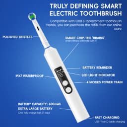 Intelligent Rotating Electric Toothbrush, 4 Modes Smart Rechargeable Rotary Toothbrush Compatible with Oral B Replacement Heads