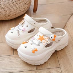 Women's Summer Beach Clogs with Adorable Cartoon Accents, Breathable Hollow Out Design, Lightweight and Comfy for Casual Wear
