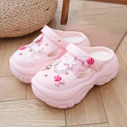 Women's Summer Beach Clogs with Adorable Cartoon Accents, Breathable Hollow Out Design, Lightweight and Comfy for Casual Wear