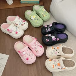 Women's Summer Beach Clogs with Adorable Cartoon Accents, Breathable Hollow Out Design, Lightweight and Comfy for Casual Wear