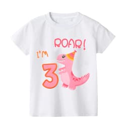 Toddler Baby Girls Birthday T-Shirt 1st 2nd 3rd 4th 5th Birthday Girl TShirt Dinosaur Party Tee Gift Toddler Short Sleeve Shirts
