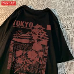Trend Cotton Women'S T-Shirts Japanese Tokyo Sakura Printed Streetwear Soft Breathable Oversize Summer Street Female Clothes