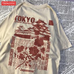 Trend Cotton Women'S T-Shirts Japanese Tokyo Sakura Printed Streetwear Soft Breathable Oversize Summer Street Female Clothes