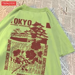 Trend Cotton Women'S T-Shirts Japanese Tokyo Sakura Printed Streetwear Soft Breathable Oversize Summer Street Female Clothes
