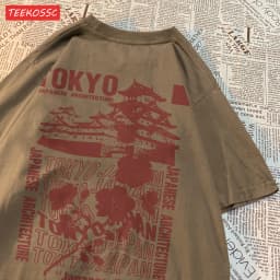 Trend Cotton Women'S T-Shirts Japanese Tokyo Sakura Printed Streetwear Soft Breathable Oversize Summer Street Female Clothes