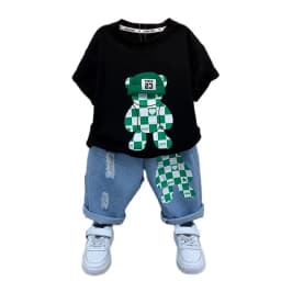 New Selling Summer Baby Boys Clothing Sets Tops Bear T-shirt + Short Pants 2 Pieces Set Kids Girls Age 2 3 4 5 6 7 8 9 10 Years