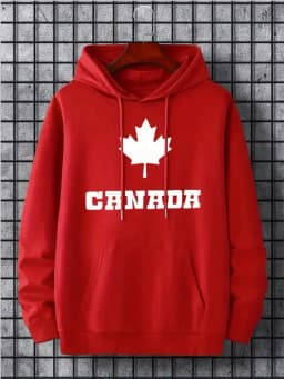 Hoodies For Men, Maple Leaf Canada Print Hoodie, Men’s Casual Pullover Hooded Sweatshirt With Kangaroo Pocket For Spring Fall