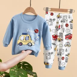 2-10 Years Spring Autumn Boys Pajamas Cartoon Dinosaur Pattern Full Sleeve Shirt +Pants 2Pcs Suit For Kids Children Clothing Set