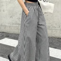 Womens Plaid Casual Fashion Elegant Japanese Korean European and American Autumn and Winter Pants