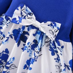 (6 Months -3 Years Old) Spring And Autumn New Blue Flower Baby Girl Dress, Chinese Retro Style Children'S Long Sleeve Clothes