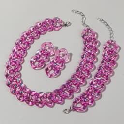 4pcs/Set Iridescent Acrylic Chain Necklace for Women New Transparent Square Link Statement Earrings Bracelet Choker Jewelry Sets