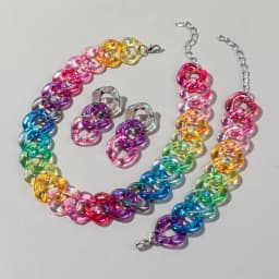 4pcs/Set Iridescent Acrylic Chain Necklace for Women New Transparent Square Link Statement Earrings Bracelet Choker Jewelry Sets