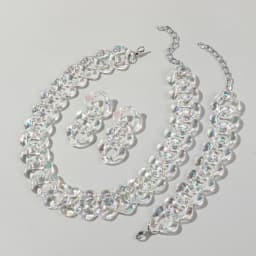 4pcs/Set Iridescent Acrylic Chain Necklace for Women New Transparent Square Link Statement Earrings Bracelet Choker Jewelry Sets