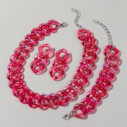 4pcs/Set Iridescent Acrylic Chain Necklace for Women New Transparent Square Link Statement Earrings Bracelet Choker Jewelry Sets
