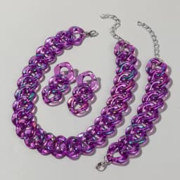 4pcs/Set Iridescent Acrylic Chain Necklace for Women New Transparent Square Link Statement Earrings Bracelet Choker Jewelry Sets
