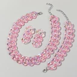 4pcs/Set Iridescent Acrylic Chain Necklace for Women New Transparent Square Link Statement Earrings Bracelet Choker Jewelry Sets