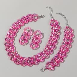 4pcs/Set Iridescent Acrylic Chain Necklace for Women New Transparent Square Link Statement Earrings Bracelet Choker Jewelry Sets