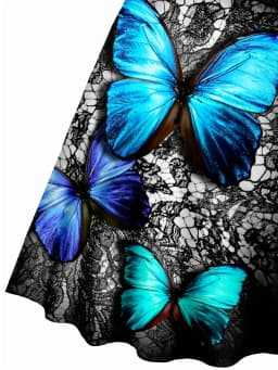 European and American Fashion Plus Size Women's Spring and Summer New Butterfly Print V-Neck Dress Sleeveless A-Line Camisole Dr