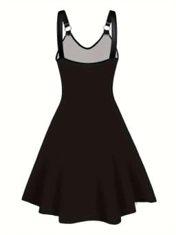 European and American Fashion Plus Size Women's Spring and Summer New Butterfly Print V-Neck Dress Sleeveless A-Line Camisole Dr