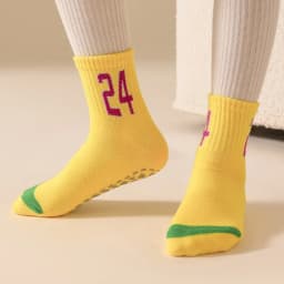 6 double children's non-slip floor socks Trampoline socks Four seasons universal solid color digital trend student indoor socks