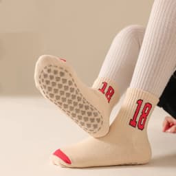 6 double children's non-slip floor socks Trampoline socks Four seasons universal solid color digital trend student indoor socks