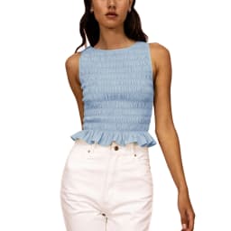 Yk2 Clothes Women Summer Frill Smocked Vest Sleeveless Shirred Ruffle Tank Top Slim Fit Elastic Tee Crop Tops