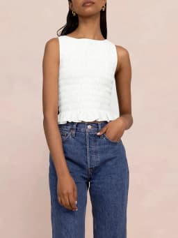 Yk2 Clothes Women Summer Frill Smocked Vest Sleeveless Shirred Ruffle Tank Top Slim Fit Elastic Tee Crop Tops