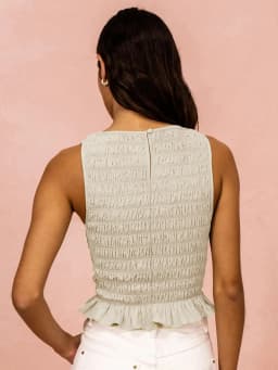 Yk2 Clothes Women Summer Frill Smocked Vest Sleeveless Shirred Ruffle Tank Top Slim Fit Elastic Tee Crop Tops