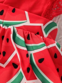 Newborn Baby Girl Summer Sleeveless Watermelon V Neck European and American Style Princesses Dress