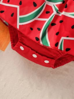 Newborn Baby Girl Summer Sleeveless Watermelon V Neck European and American Style Princesses Dress