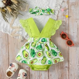 Newborn Baby Girl Summer Sleeveless Watermelon V Neck European and American Style Princesses Dress