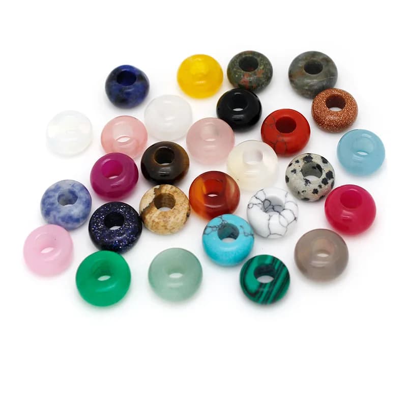 10Pcs Natural Crystal Agate Stone Big Hole Beads Abacus Spacer Beads Crafts Supplies for Jewelry Making DIY Bracelet Accessories