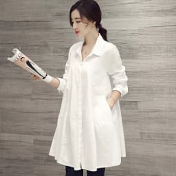 White Shirt Chemises Femmes Loose Type Elegant Blouses Mid-length Style Plus Size Women Clothes Long Sleeve Blouse Shirts