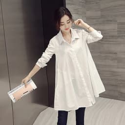 White Shirt Chemises Femmes Loose Type Elegant Blouses Mid-length Style Plus Size Women Clothes Long Sleeve Blouse Shirts