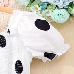 Summer Girls Cool And Breathable Cute Lantern Sleeves Off Shoulder Polka Dot Print Dress Princess Daily Casual Party Dress