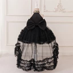 Baby Girls Trailing Tail Black Party Dress Kids Lace Fluffy Evening Princess Gown Elegant Girl Fashion Birthday Tutu Dresses