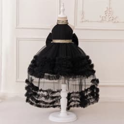 Baby Girls Trailing Tail Black Party Dress Kids Lace Fluffy Evening Princess Gown Elegant Girl Fashion Birthday Tutu Dresses