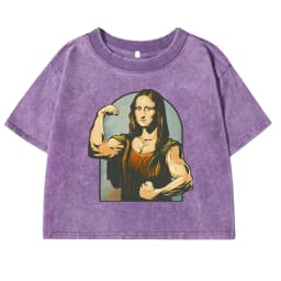 Playing Pranks On Mona Lisa Fitness Printed T-Shirts Female Retro Cotton T-Shirt Summer Slim Clothing Cool Sport Tee Tops