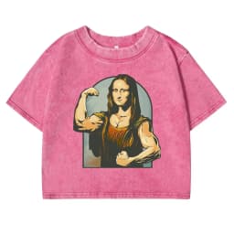 Playing Pranks On Mona Lisa Fitness Printed T-Shirts Female Retro Cotton T-Shirt Summer Slim Clothing Cool Sport Tee Tops