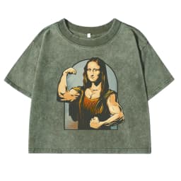 Playing Pranks On Mona Lisa Fitness Printed T-Shirts Female Retro Cotton T-Shirt Summer Slim Clothing Cool Sport Tee Tops