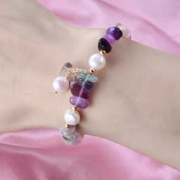 100% Natural Freshwater Pearl & Purple Crystal 14K Gold Filled Female Charm Bracelet Jewelry For Women Christmas Gifts No Fade