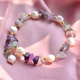 100% Natural Freshwater Pearl & Purple Crystal 14K Gold Filled Female Charm Bracelet Jewelry For Women Christmas Gifts No Fade
