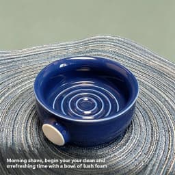 Wide mouth shaving soap, foam making bowl, soft bristled brush, foaming spiral ceramic shaving bowl