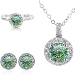 Real Round 6.5mm Moissanite Jewelry Set 925 Sterling Silver Sparking Ring Earring Pendant Necklace For Women Bridal Gift